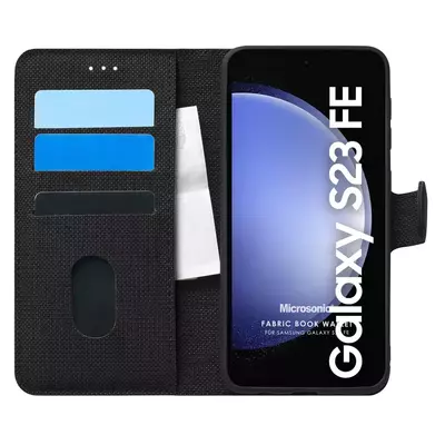 Microsonic Samsung Galaxy S23 FE Kılıf Fabric Book Wallet Siyah