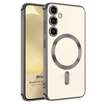 Microsonic Samsung Galaxy S23 FE Kılıf MagSafe Luxury Electroplate Koyu Gri