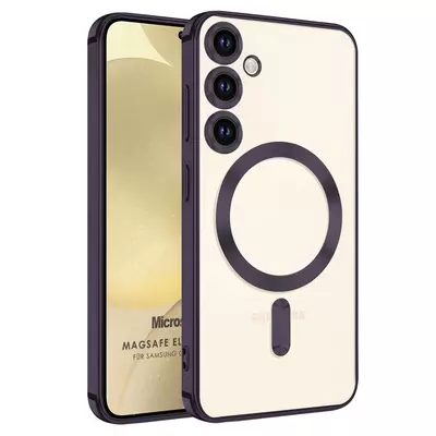 Microsonic Samsung Galaxy S23 FE Kılıf MagSafe Luxury Electroplate Mor