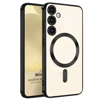 Microsonic Samsung Galaxy S23 FE Kılıf MagSafe Luxury Electroplate Siyah
