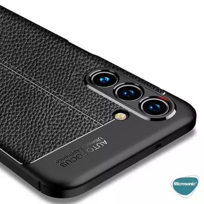 Microsonic Samsung Galaxy S23 Kılıf Deri Dokulu Silikon Siyah