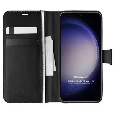 Microsonic Samsung Galaxy S23 Plus Kılıf Delux Leather Wallet Siyah