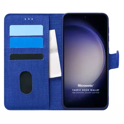 Microsonic Samsung Galaxy S23 Plus Kılıf Fabric Book Wallet Lacivert