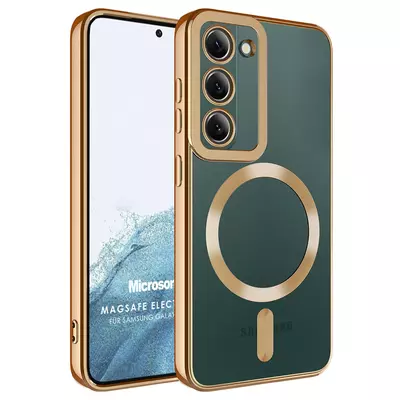 Microsonic Samsung Galaxy S23 Plus Kılıf MagSafe Luxury Electroplate Gold