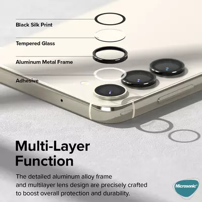 Microsonic Samsung Galaxy S23 Plus Tekli Kamera Lens Koruma Camı Gümüş
