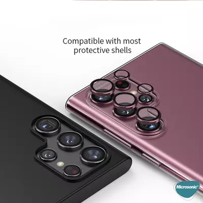 Microsonic Samsung Galaxy S23 Ultra Tekli Kamera Lens Koruma Camı Gold