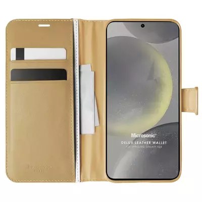 Microsonic Samsung Galaxy S24 Kılıf Delux Leather Wallet Gold