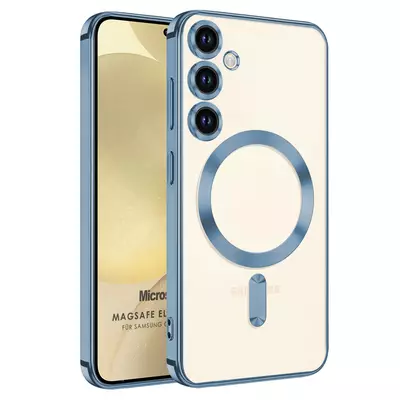 Microsonic Samsung Galaxy S24 Kılıf MagSafe Luxury Electroplate Sierra Mavisi