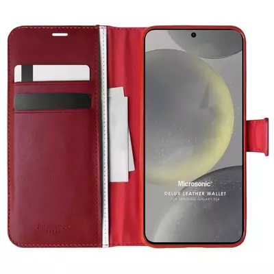 Microsonic Samsung Galaxy S24 Plus Kılıf Delux Leather Wallet Kırmızı