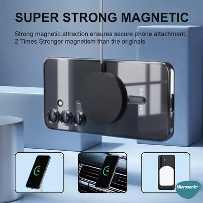 Microsonic Samsung Galaxy S24 Plus Kılıf MagSafe Luxury Electroplate Sierra Mavisi