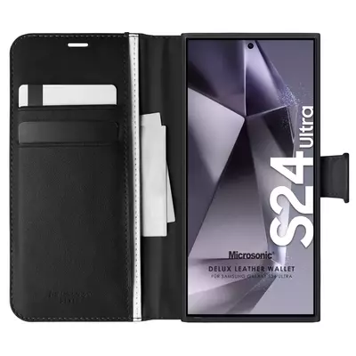 Microsonic Samsung Galaxy S24 Ultra Kılıf Delux Leather Wallet Siyah