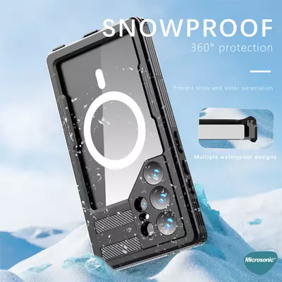 Microsonic Samsung Galaxy S24 Ultra Kılıf Waterproof 360 Full Body Protective Siyah