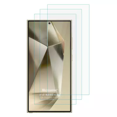 Microsonic Samsung Galaxy S24 Ultra Screen Protector Nano Glass Cam Ekran Koruyucu (3`lü Paket)