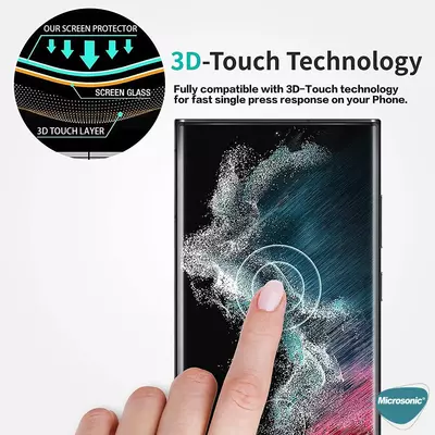 Microsonic Samsung Galaxy S24 Ultra Tam Kaplayan Temperli Cam Ekran Koruyucu Siyah