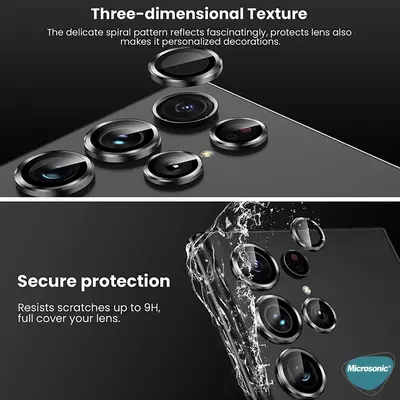 Microsonic Samsung Galaxy S24 Ultra Tekli Kamera Lens Koruma Camı Siyah