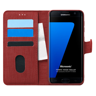 Microsonic Samsung Galaxy S7 Edge Kılıf Fabric Book Wallet Kırmızı