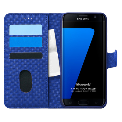 Microsonic Samsung Galaxy S7 Edge Kılıf Fabric Book Wallet Lacivert