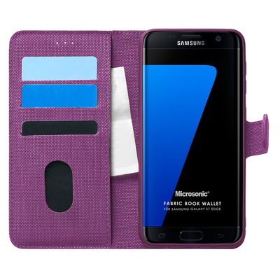 Microsonic Samsung Galaxy S7 Edge Kılıf Fabric Book Wallet Mor