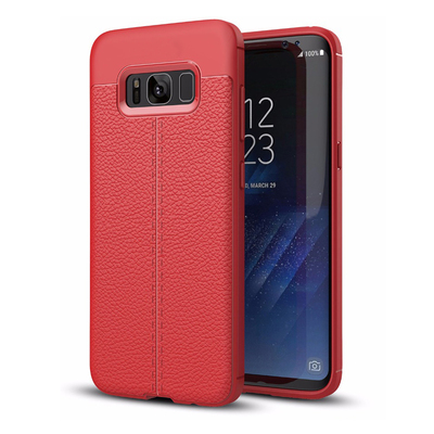 Microsonic Samsung Galaxy S8 Plus Kılıf Deri Dokulu Silikon Kırmızı