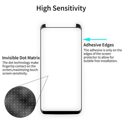 Microsonic Samsung Galaxy S9 Kavisli Temperli Cam Ekran Koruyucu Film Siyah