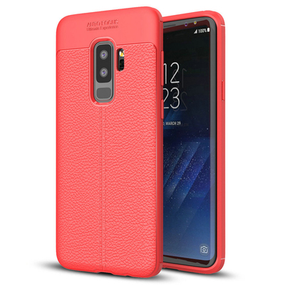 Microsonic Samsung Galaxy S9 Plus Kılıf Deri Dokulu Silikon Kırmızı