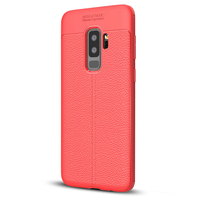 Microsonic Samsung Galaxy S9 Plus Kılıf Deri Dokulu Silikon Kırmızı