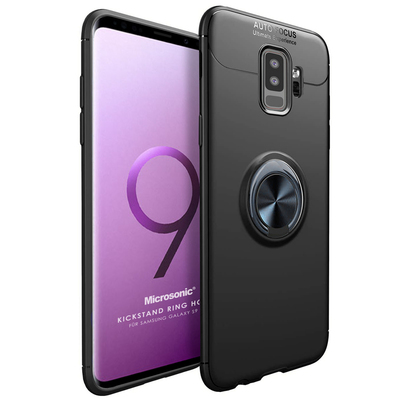 Microsonic Samsung Galaxy S9 Plus Kılıf Kickstand Ring Holder Siyah