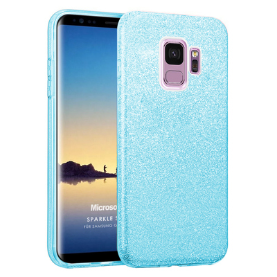 Microsonic Samsung Galaxy S9 Kılıf Sparkle Shiny Mavi