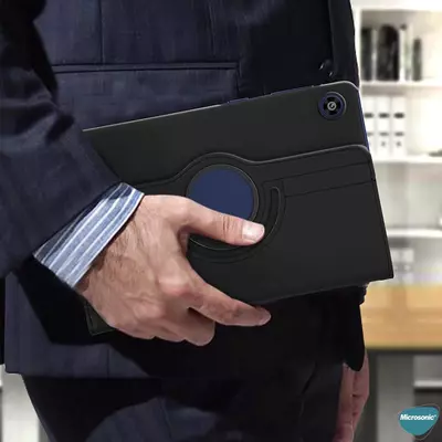 Microsonic Samsung Galaxy Tab A9 Kılıf 360 Rotating Stand Deri Mavi