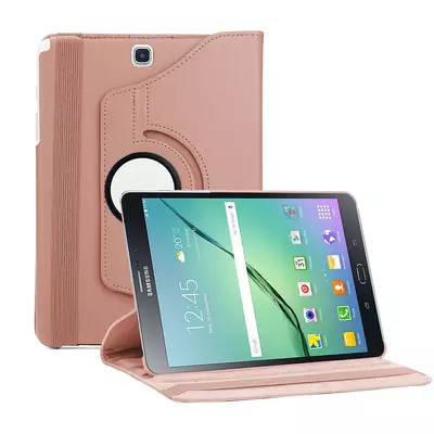 Microsonic Samsung Galaxy Tab S2 9.7'' Kılıf 360 Dönerli Stand Deri Rose Gold