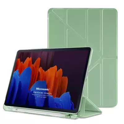 Microsonic Samsung Galaxy Tab S8 Plus X800 Kılıf Origami Pencil Açık Yeşil