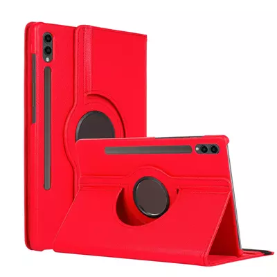 Microsonic Samsung Galaxy Tab S9 FE+ Kılıf 360 Rotating Stand Deri Kırmızı