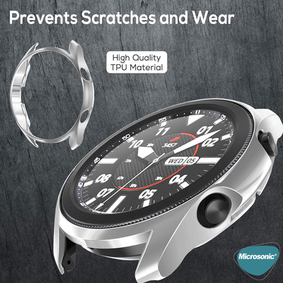 Microsonic Samsung Galaxy Watch 3 41mm Kılıf 360 Full Round Soft Silicone Gümüş
