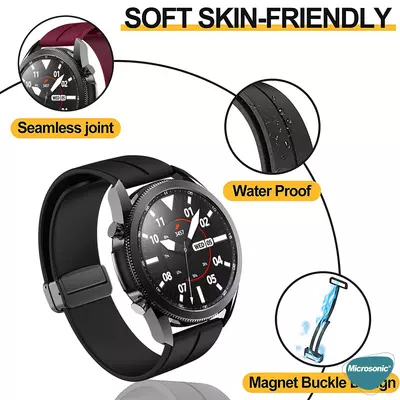 Microsonic Samsung Galaxy Watch 3 41mm Kordon Ribbon Line Bordo