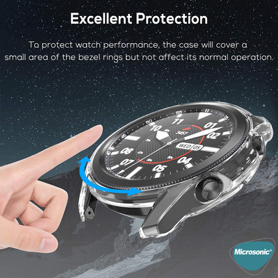 Microsonic Samsung Galaxy Watch 3 45mm Kılıf 360 Full Round Soft Silicone Şeffaf