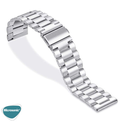 Microsonic Samsung Galaxy Watch 3 45mm Metal Stainless Steel Kordon Gümüş