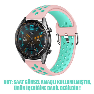 Microsonic Samsung Galaxy Watch 3 45mm Rainbow Sport Band Kordon Açık Pembe Turkuaz
