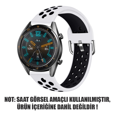 Microsonic Samsung Galaxy Watch 3 45mm Rainbow Sport Band Kordon Beyaz Siyah