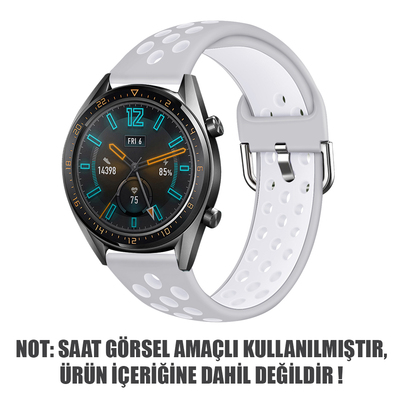 Microsonic Samsung Galaxy Watch 3 45mm Rainbow Sport Band Kordon Gri Beyaz