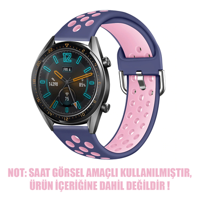 Microsonic Samsung Galaxy Watch 3 45mm Rainbow Sport Band Kordon Lacivert Pembe