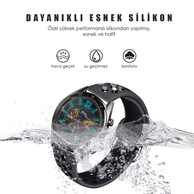 Microsonic Samsung Galaxy Watch 3 45mm Rainbow Sport Band Kordon Siyah