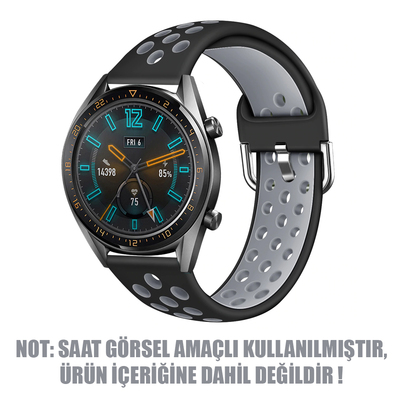 Microsonic Samsung Galaxy Watch 3 45mm Rainbow Sport Band Kordon Siyah Koyu Gri