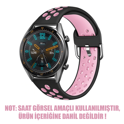 Microsonic Samsung Galaxy Watch 3 45mm Rainbow Sport Band Kordon Siyah Pembe