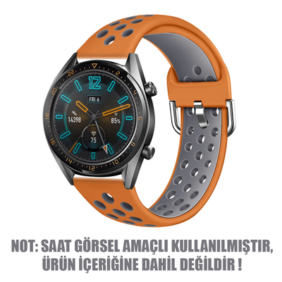 Microsonic Samsung Galaxy Watch 3 45mm Rainbow Sport Band Kordon Turuncu Koyu Gri