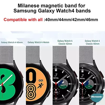 Microsonic Samsung Galaxy Watch 4 Classic 42mm Kordon Milano Loop Gümüş