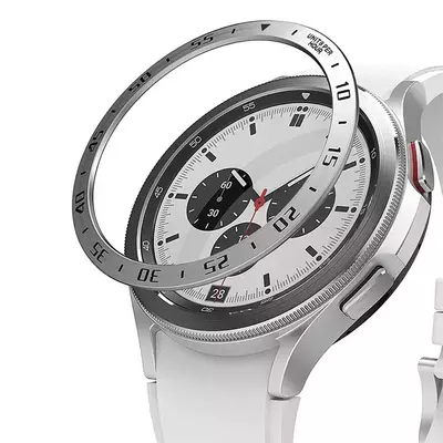 Microsonic Samsung Galaxy Watch 4 Classic (46MM) Spor Koruyucu Metal Çerçeve Bezel Gümüş