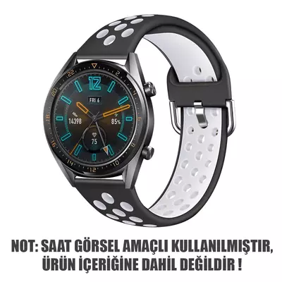 Microsonic Samsung Galaxy Watch 46mm Rainbow Sport Band Kordon Siyah Beyaz