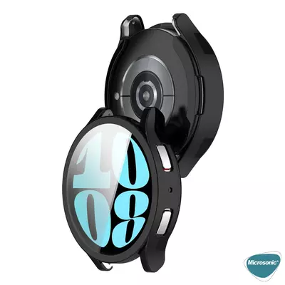 Microsonic Samsung Galaxy Watch 6 40mm Kılıf Ekranı Tam Kaplayan 360 Full Round Soft Silicone Siyah