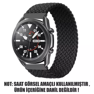 Microsonic Samsung Galaxy Watch 6 44mm Kordon, (Medium Size, 155mm) Braided Solo Loop Band Siyah