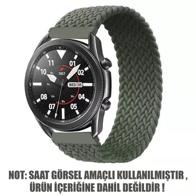 Microsonic Samsung Galaxy Watch 6 Classic 47mm Kordon, (Small Size, 135mm) Braided Solo Loop Band Koyu Yeşil